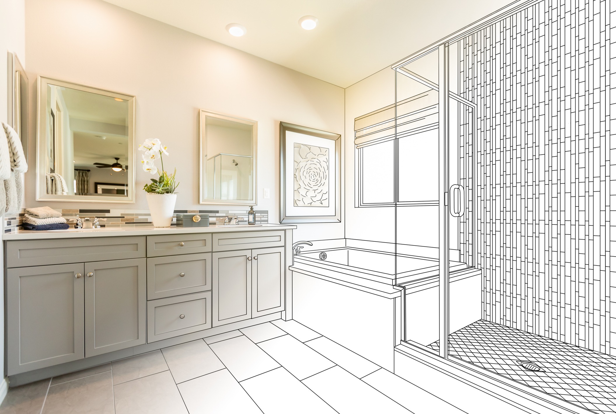 An architectural design shows the potential of a bathroom upgrade.